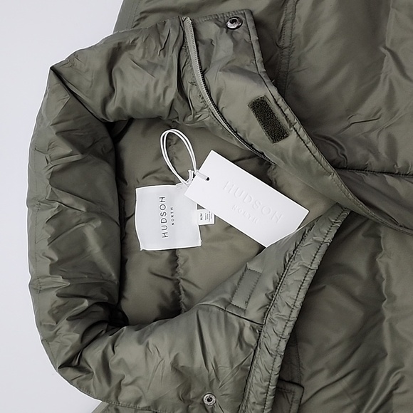 Hudson North Men's Olive Green Down Winter Hooded Puffer Parka Coat Sz Medium - Picture 8 of 16
